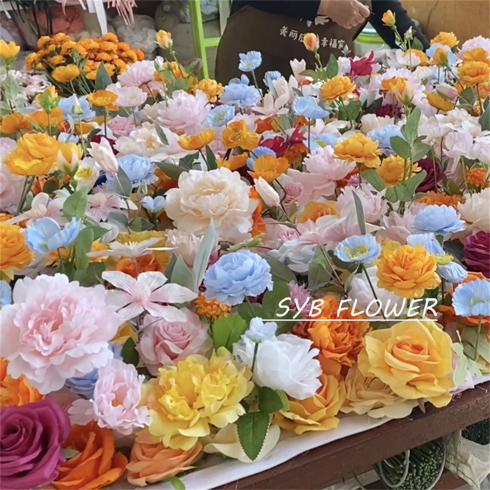 #362 SYB FLOWER Customized 3D/5D Cloth Back Roll up Artificial Flower Wall Backdrop For Wedding Event Party Decoration