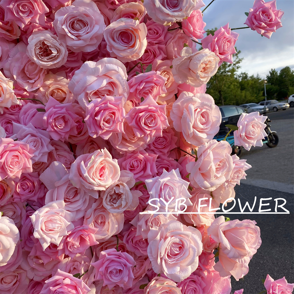 #237-2 Customized 3D/5D Cloth Back Roll up Articifial Flower Wall Backdrop For Wedding Event Party Decoration
