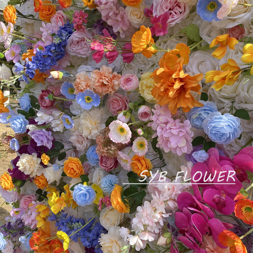 #391 SYB FLOWER Customized 3D/5D Cloth Back Roll up Artificial Flower Wall Backdrop For Wedding Event Party Decoration