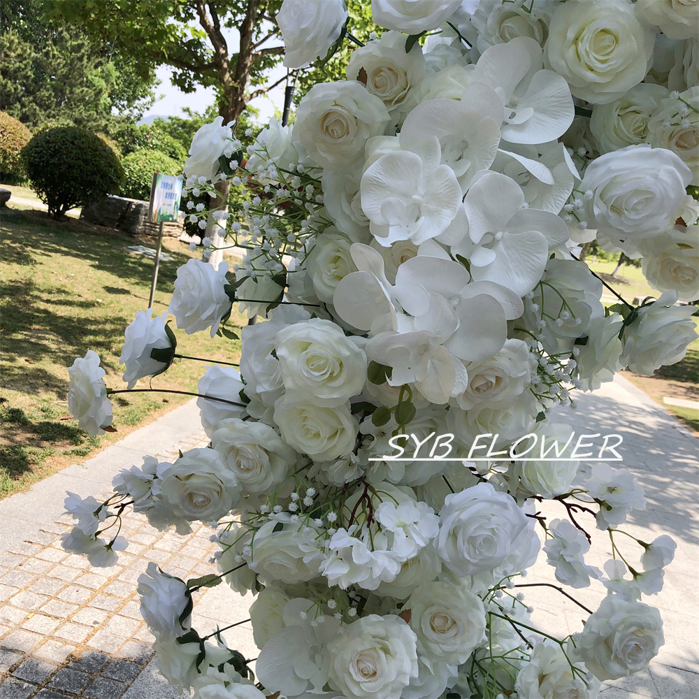 AC-017 Wholesale Customized Wedding Arch Silk Artificial Flower White Heart Shaped Arch Backdrop For Wedding Decoration With Free Shipping