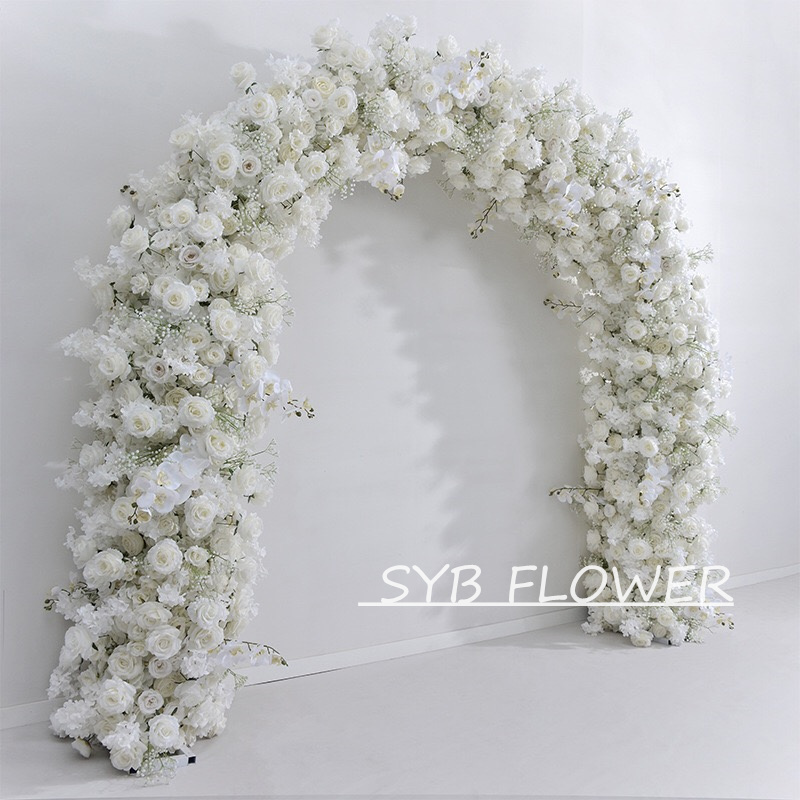 AC-022 Wholesale Customized Wedding Arch Silk Artificial Flower White Heart Shaped Arch Backdrop For Wedding Decoration With Free Shipping