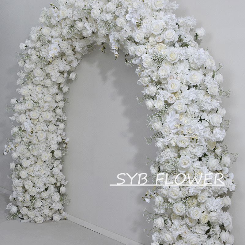 AC-022 Wholesale Customized Wedding Arch Silk Artificial Flower White Heart Shaped Arch Backdrop For Wedding Decoration With Free Shipping