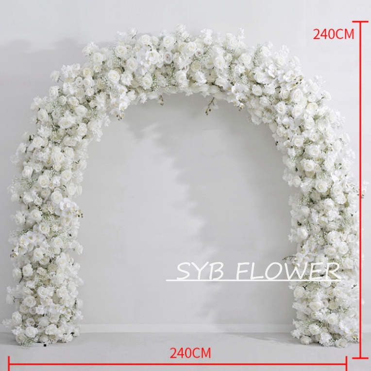AC-022 Wholesale Customized Wedding Arch Silk Artificial Flower White Heart Shaped Arch Backdrop For Wedding Decoration With Free Shipping