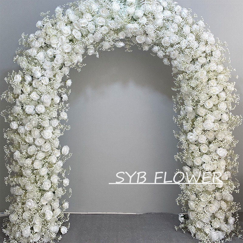 AC-023-2 Wholesale Customized Wedding Arch Silk Artificial Flower White Heart Shaped Arch Backdrop For Wedding Decoration With Free Shipping