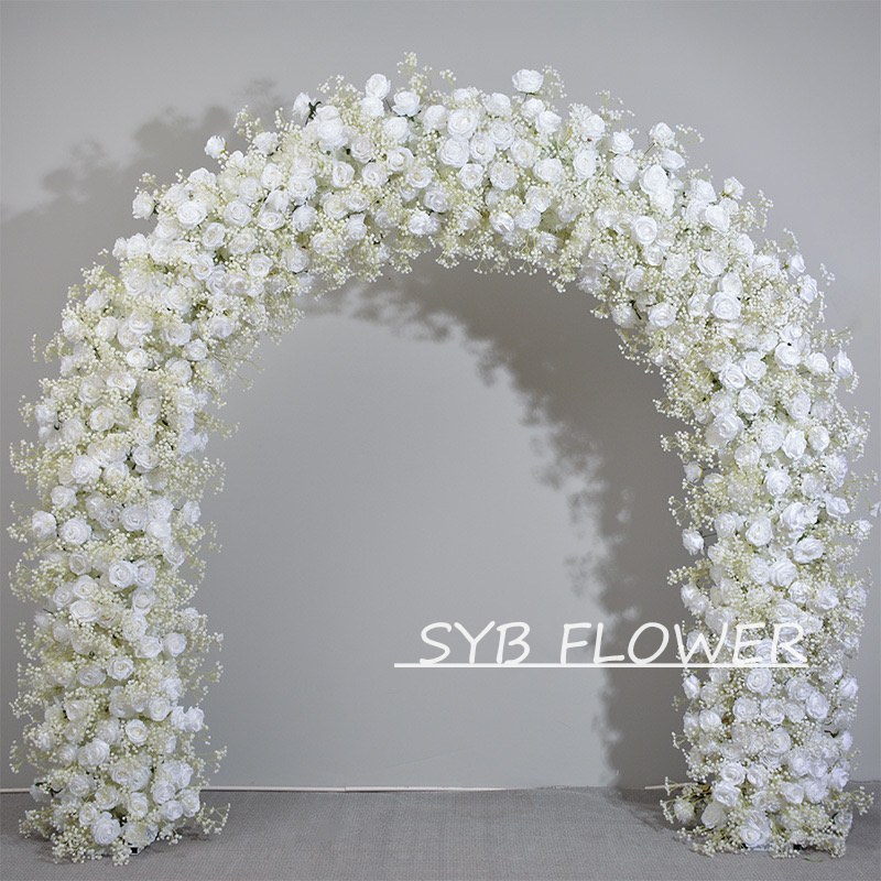 AC-023 Customized Wedding Arch Silk Artificial Flowers Gate Flowers Wedding Arch Backdrop For Wedding Entrance Decoration