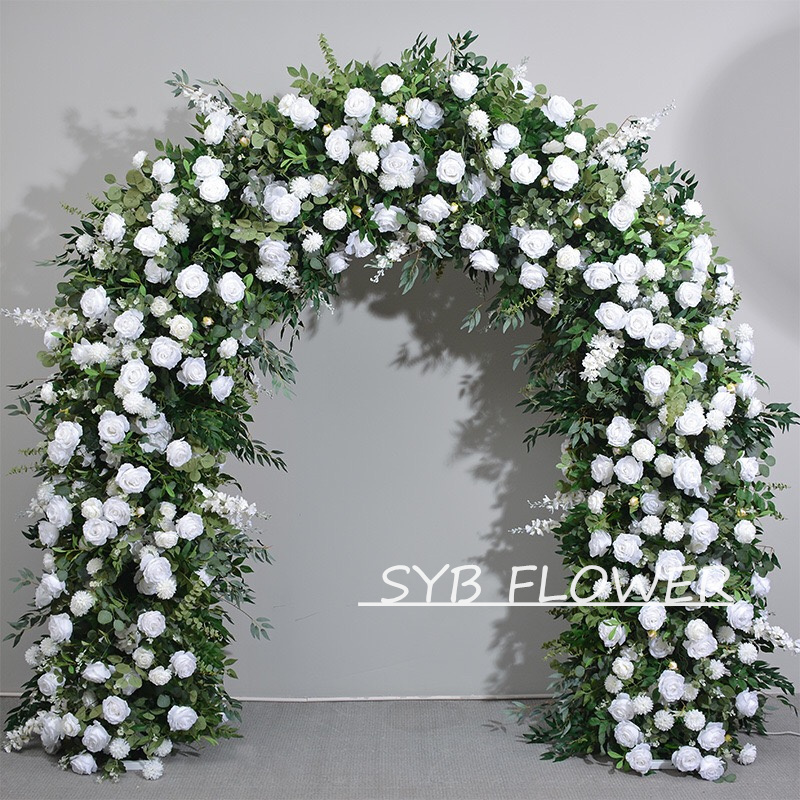 AC-025 Wholesale Customized Wedding Arch Silk Artificial Flower White Heart Shaped Arch Backdrop For Wedding Decoration With Free Shipping