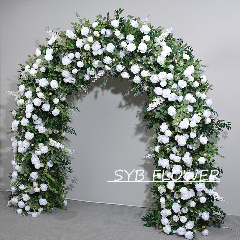 AC-025 Wholesale Customized Wedding Arch Silk Artificial Flower White Heart Shaped Arch Backdrop For Wedding Decoration With Free Shipping
