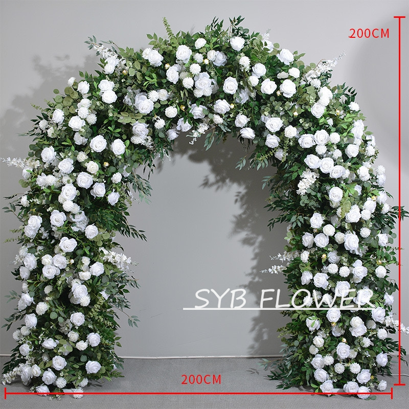 AC-025 Wholesale Customized Wedding Arch Silk Artificial Flower White Heart Shaped Arch Backdrop For Wedding Decoration With Free Shipping