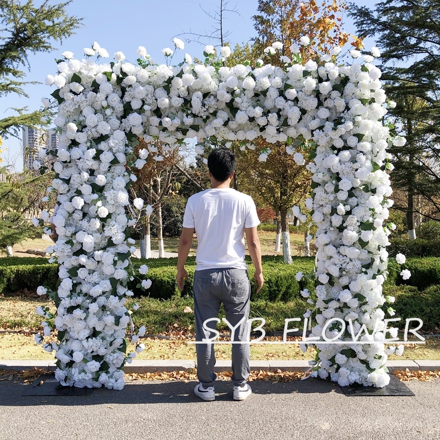 AC-034 Customized Wedding Arch Silk Artificial Flowers Gate Flowers Wedding Arch Backdrop For Wedding Entrance Decoration