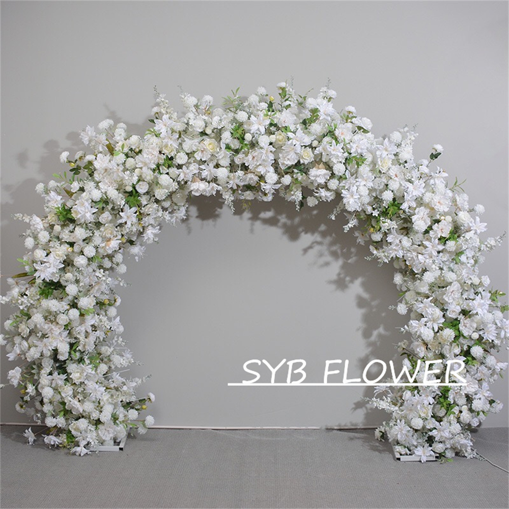 AC-026 Wholesale Customized Wedding Arch Silk Artificial Flower White Heart Shaped Arch Backdrop For Wedding Decoration With Free Shipping