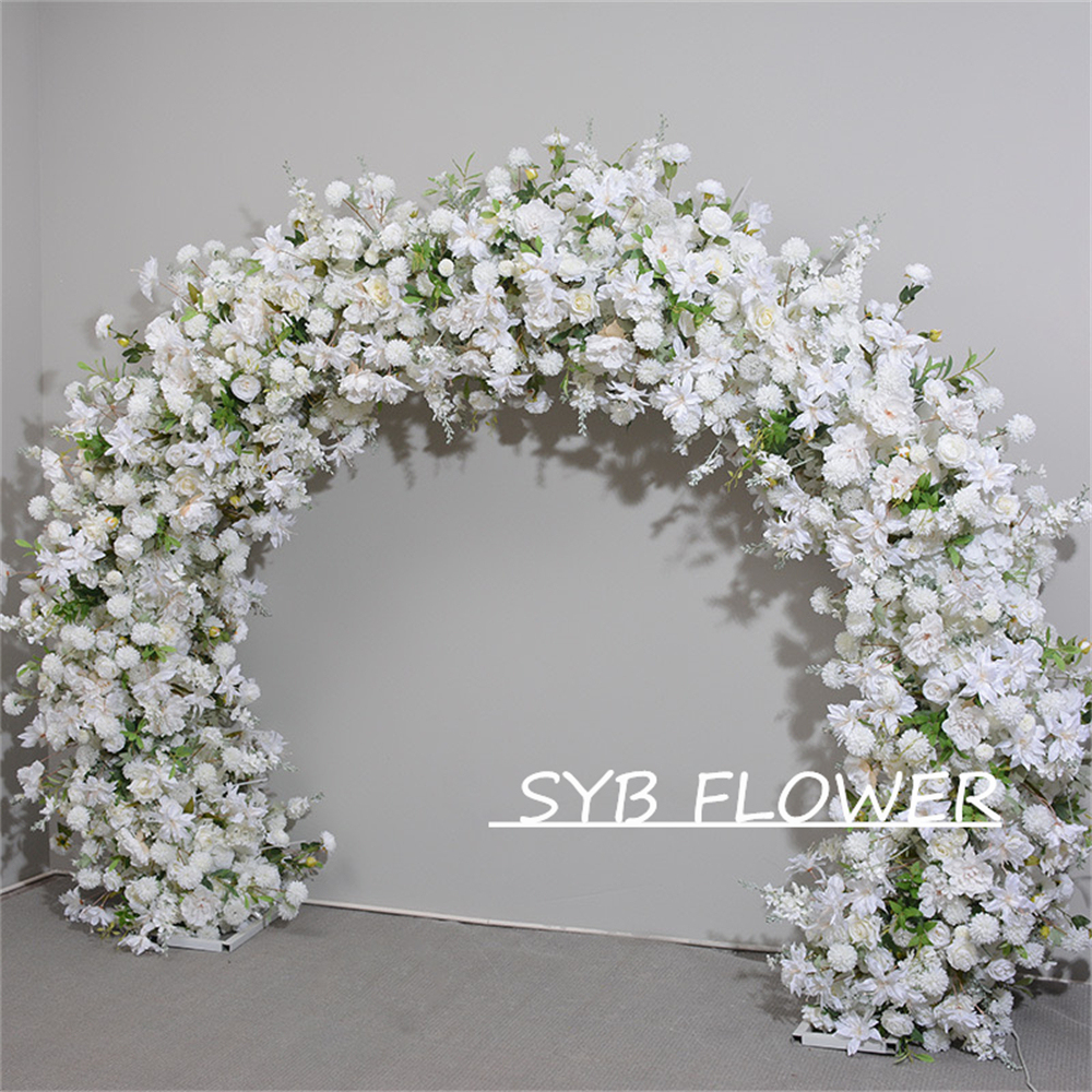 AC-026 Wholesale Customized Wedding Arch Silk Artificial Flower White Heart Shaped Arch Backdrop For Wedding Decoration With Free Shipping