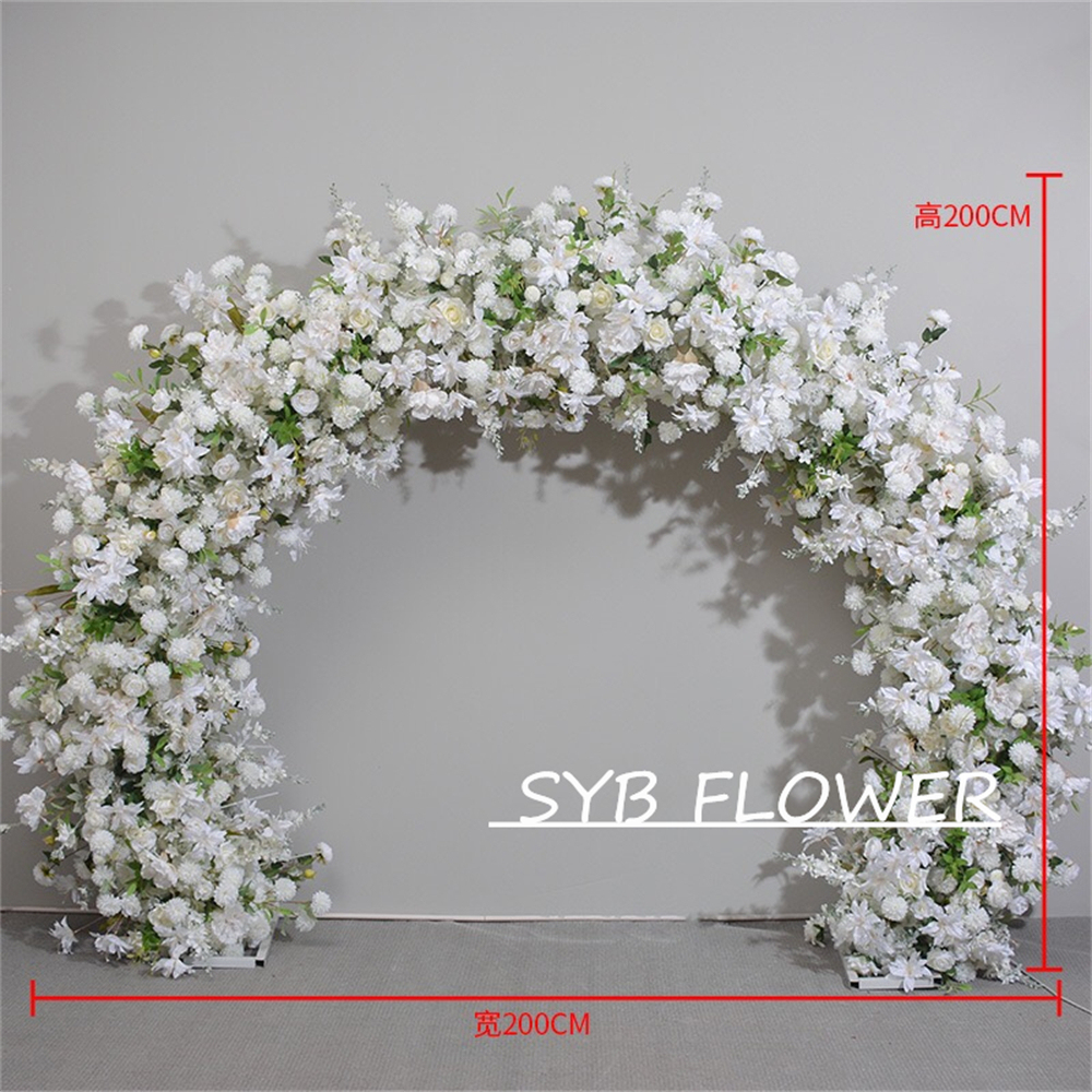 AC-026 Wholesale Customized Wedding Arch Silk Artificial Flower White Heart Shaped Arch Backdrop For Wedding Decoration With Free Shipping