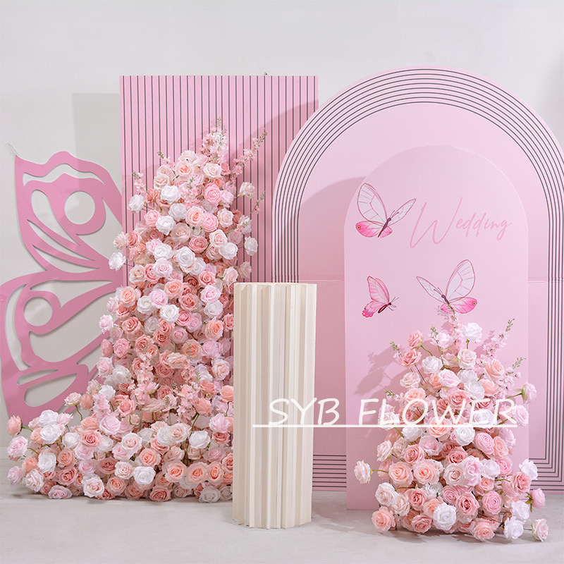 AC-040 Customized Wedding Arch Silk Artificial Flowers Gate Flowers Wedding Arch Backdrop For Wedding Entrance Decoration