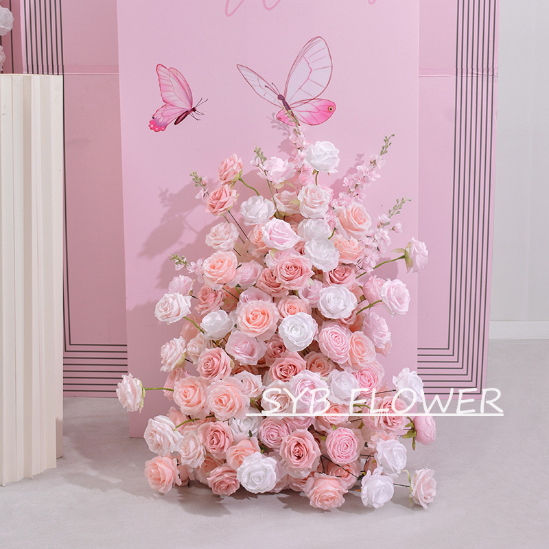 AC-040 Customized Wedding Arch Silk Artificial Flowers Gate Flowers Wedding Arch Backdrop For Wedding Entrance Decoration