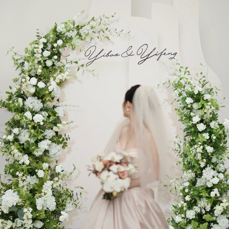 AC-047 Customized Wedding Arch Silk Artificial Flowers Gate Flowers Wedding Arch Backdrop For Wedding Entrance Decoration
