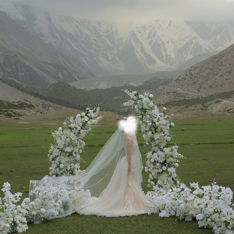 AC-048 Customized Wedding Arch Silk Artificial Flowers Gate Flowers Wedding Arch Backdrop For Wedding Entrance Decoration