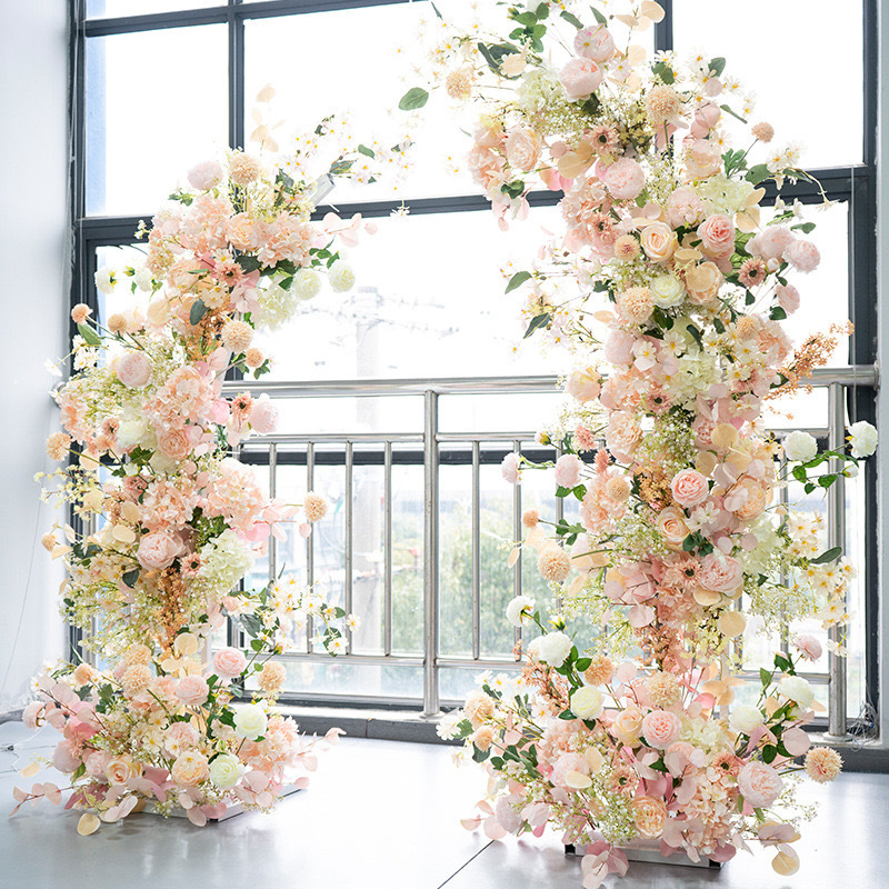 AC-051 Customized Wedding Arch Silk Artificial Flowers Gate Flowers Wedding Arch Backdrop For Wedding Entrance Decoration