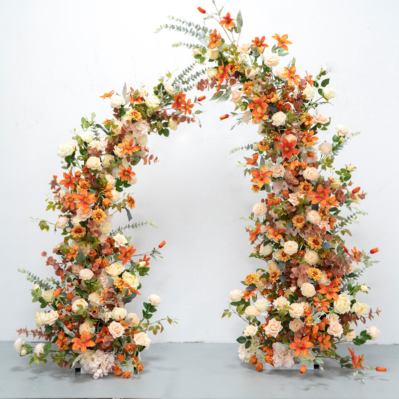AC-052 Customized Wedding Arch Silk Artificial Flowers Gate Flowers Wedding Arch Backdrop For Wedding Entrance Decoration