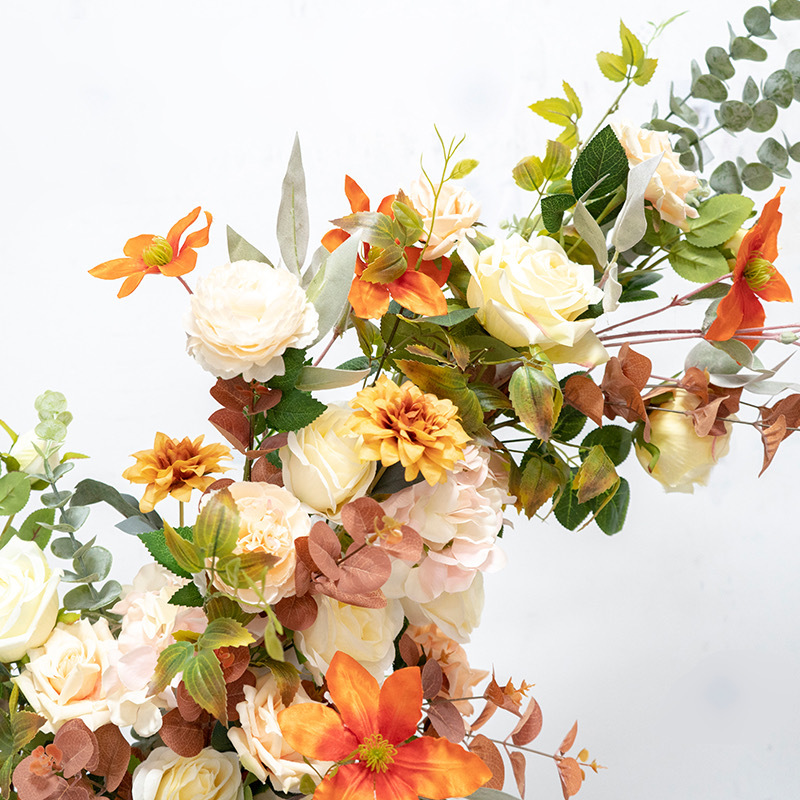 AC-052 Customized Wedding Arch Silk Artificial Flowers Gate Flowers Wedding Arch Backdrop For Wedding Entrance Decoration