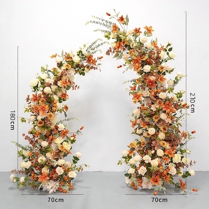 AC-052 Customized Wedding Arch Silk Artificial Flowers Gate Flowers Wedding Arch Backdrop For Wedding Entrance Decoration