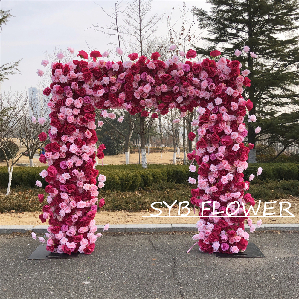 AC-058 Customized Wedding Arch Silk Artificial Flowers Gate Flowers Wedding Arch Backdrop For Wedding Entrance Decoration