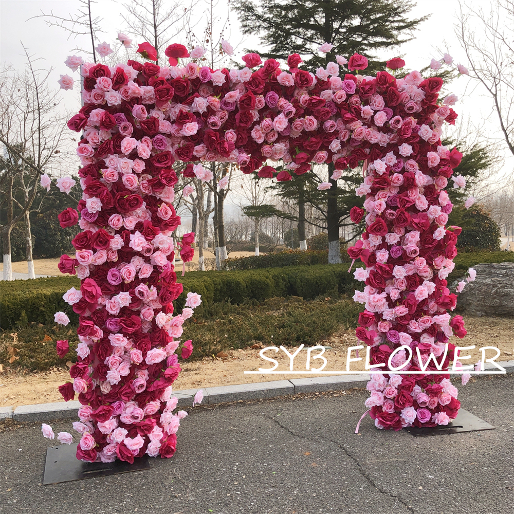 AC-058 Customized Wedding Arch Silk Artificial Flowers Gate Flowers Wedding Arch Backdrop For Wedding Entrance Decoration