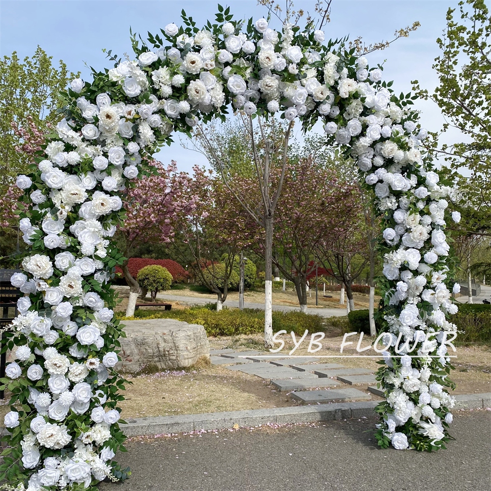AC-024 Wholesale Customized Wedding Arch Silk Artificial Flower White Heart Shaped Arch Backdrop For Wedding Decoration With Free Shipping