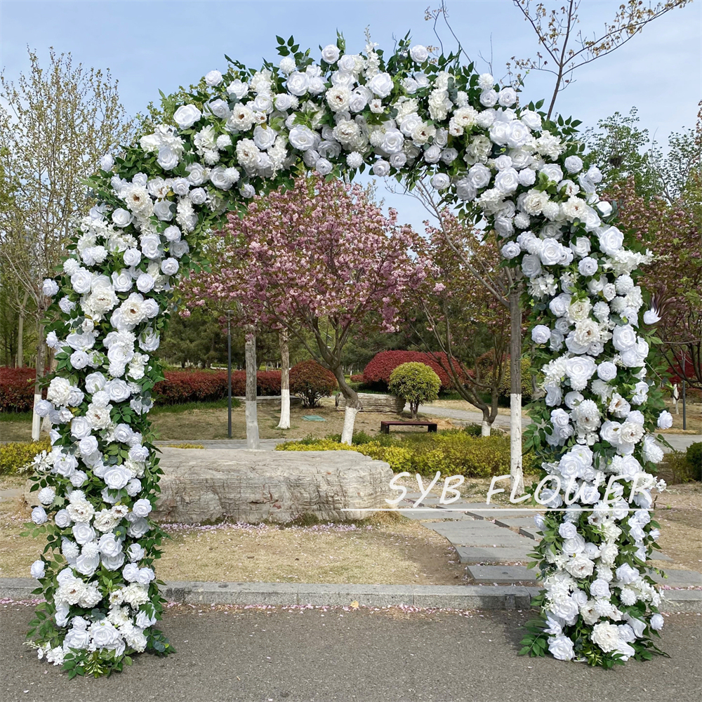 AC-024 Wholesale Customized Wedding Arch Silk Artificial Flower White Heart Shaped Arch Backdrop For Wedding Decoration With Free Shipping