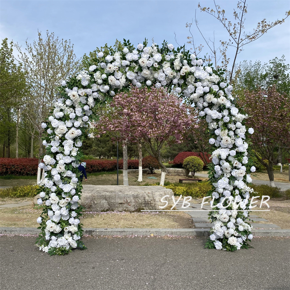 AC-024 Wholesale Customized Wedding Arch Silk Artificial Flower White Heart Shaped Arch Backdrop For Wedding Decoration With Free Shipping