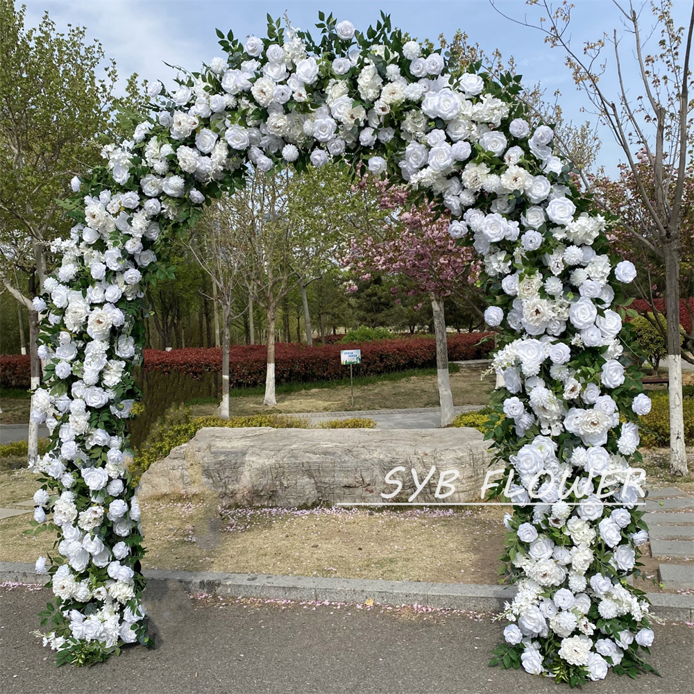 AC-024 Wholesale Customized Wedding Arch Silk Artificial Flower White Heart Shaped Arch Backdrop For Wedding Decoration With Free Shipping