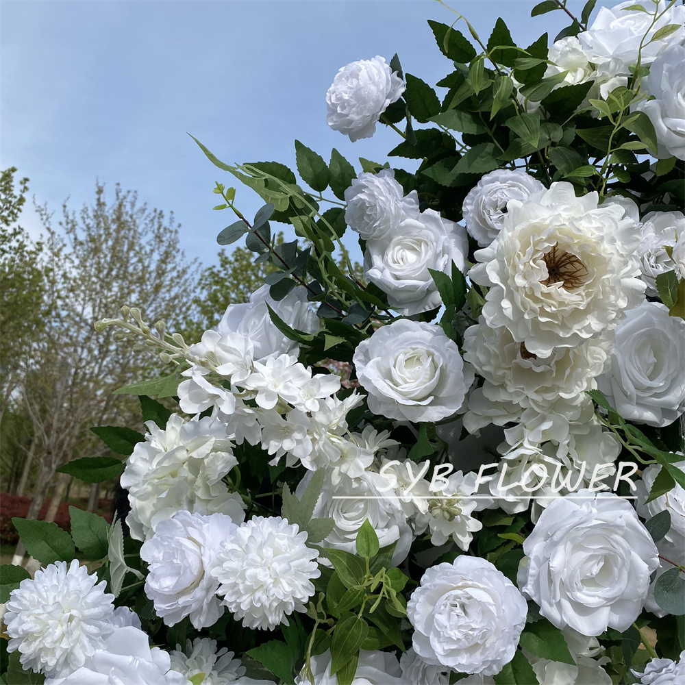 AC-024 Wholesale Customized Wedding Arch Silk Artificial Flower White Heart Shaped Arch Backdrop For Wedding Decoration With Free Shipping
