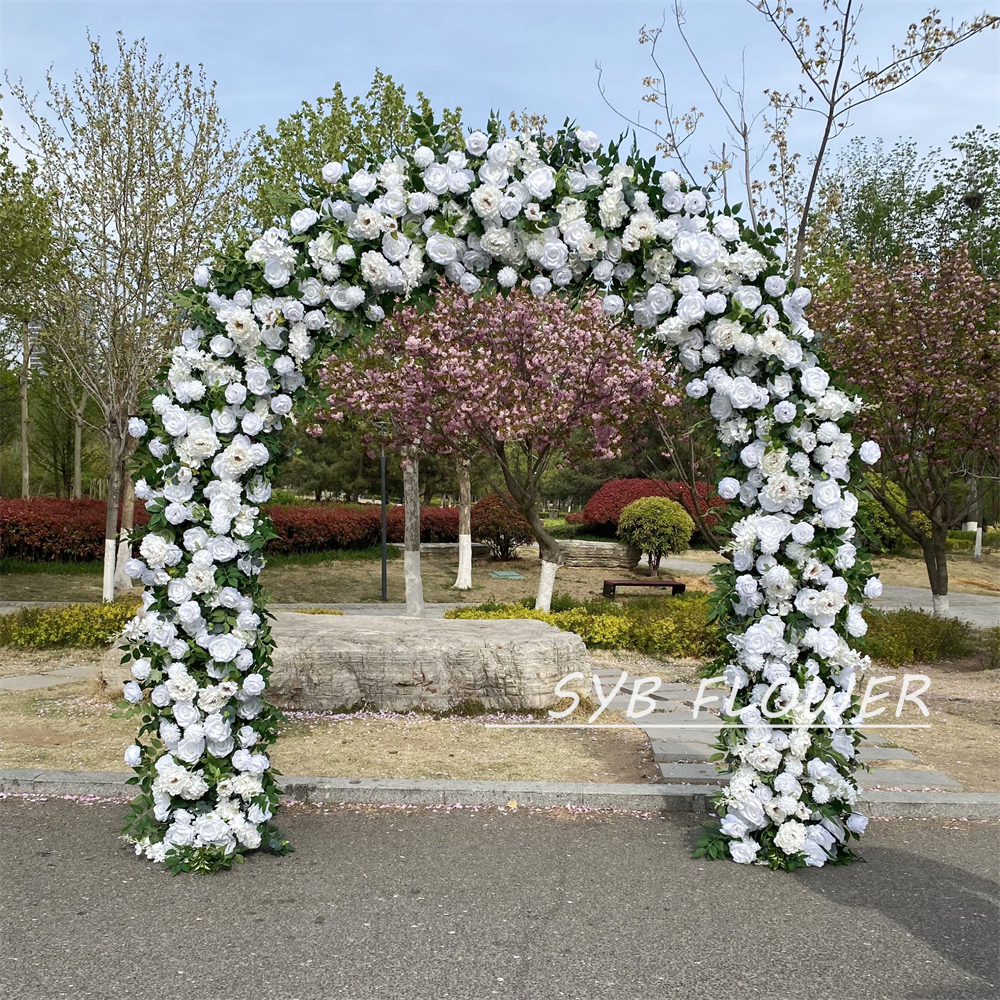 AC-024 Wholesale Customized Wedding Arch Silk Artificial Flower White Heart Shaped Arch Backdrop For Wedding Decoration With Free Shipping