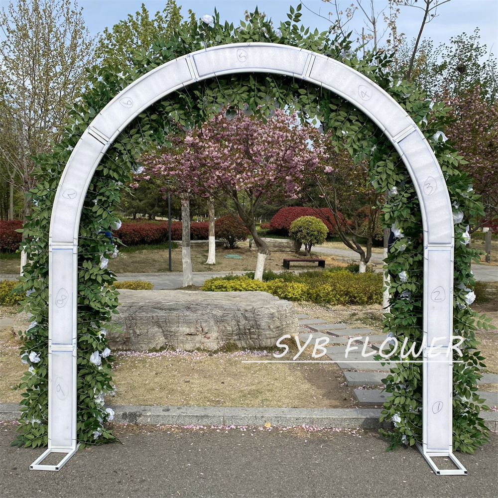 AC-024 Wholesale Customized Wedding Arch Silk Artificial Flower White Heart Shaped Arch Backdrop For Wedding Decoration With Free Shipping
