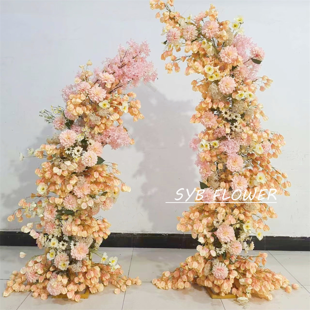 AC-060 Customized Wedding Arch Silk Artificial Flowers Gate Flowers Wedding Arch Backdrop For Wedding Entrance Decoration