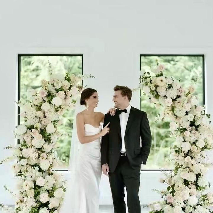 AC-059 Customized Wedding Arch Silk Artificial Flowers Gate Flowers Wedding Arch Backdrop For Wedding Entrance Decoration