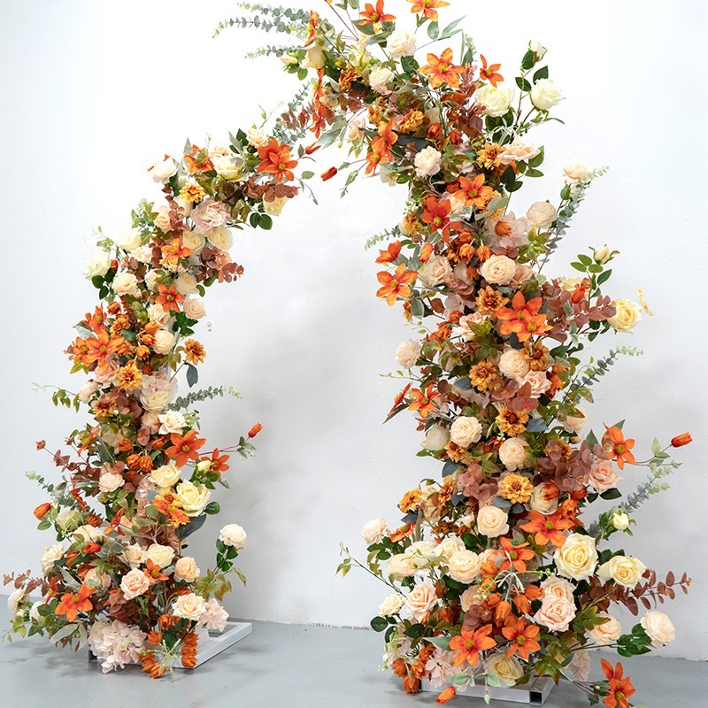 AC-052 Customized Wedding Arch Silk Artificial Flowers Gate Flowers Wedding Arch Backdrop For Wedding Entrance Decoration