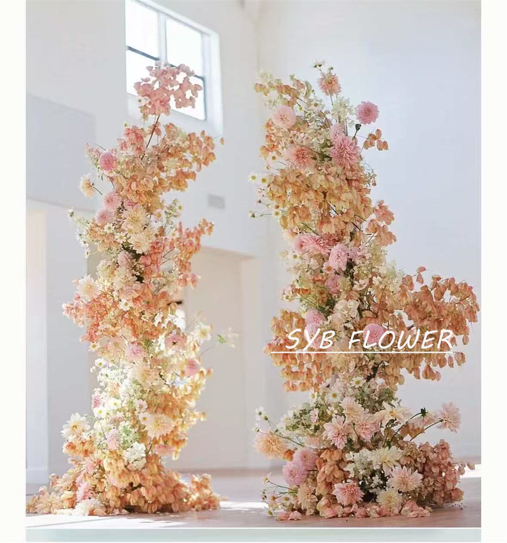 AC-060 Customized Wedding Arch Silk Artificial Flowers Gate Flowers Wedding Arch Backdrop For Wedding Entrance Decoration