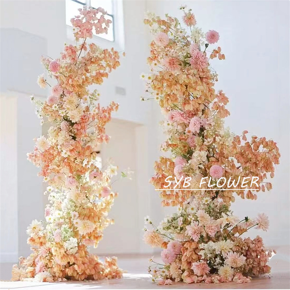 AC-060 Customized Wedding Arch Silk Artificial Flowers Gate Flowers Wedding Arch Backdrop For Wedding Entrance Decoration