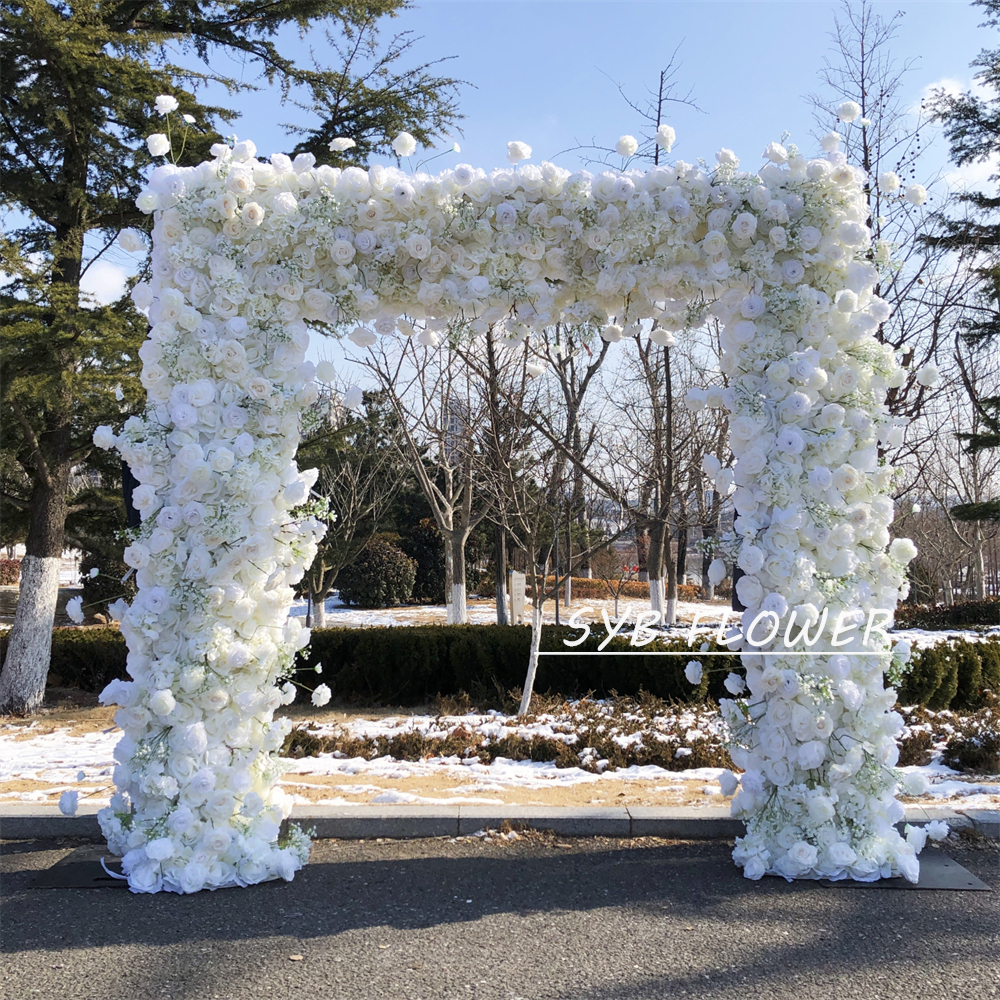AC-062 Customized Wedding Arch Silk Artificial Flowers Gate Flowers Wedding Arch Backdrop For Wedding Entrance Decoration