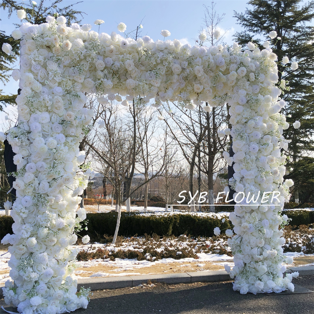 AC-062 Customized Wedding Arch Silk Artificial Flowers Gate Flowers Wedding Arch Backdrop For Wedding Entrance Decoration