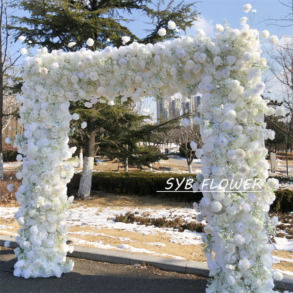 AC-062 Customized Wedding Arch Silk Artificial Flowers Gate Flowers Wedding Arch Backdrop For Wedding Entrance Decoration