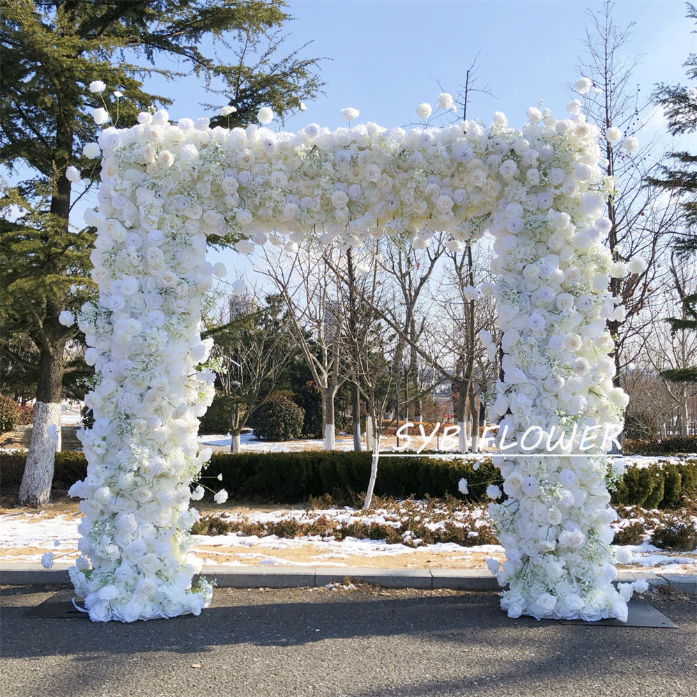 AC-062 Customized Wedding Arch Silk Artificial Flowers Gate Flowers Wedding Arch Backdrop For Wedding Entrance Decoration