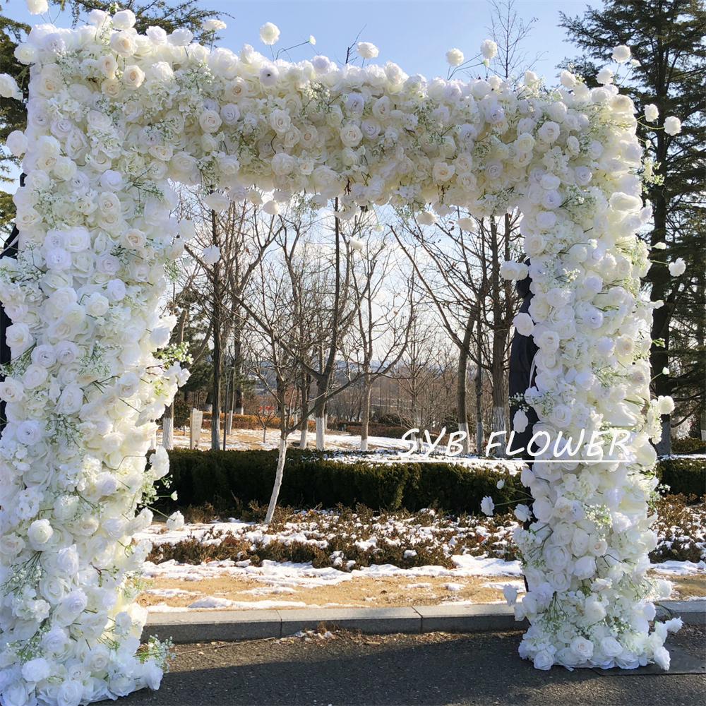 AC-062 Customized Wedding Arch Silk Artificial Flowers Gate Flowers Wedding Arch Backdrop For Wedding Entrance Decoration