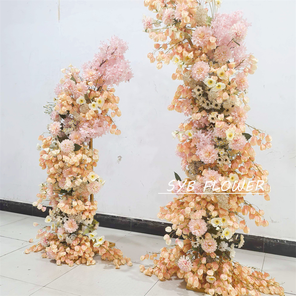 AC-060 Customized Wedding Arch Silk Artificial Flowers Gate Flowers Wedding Arch Backdrop For Wedding Entrance Decoration