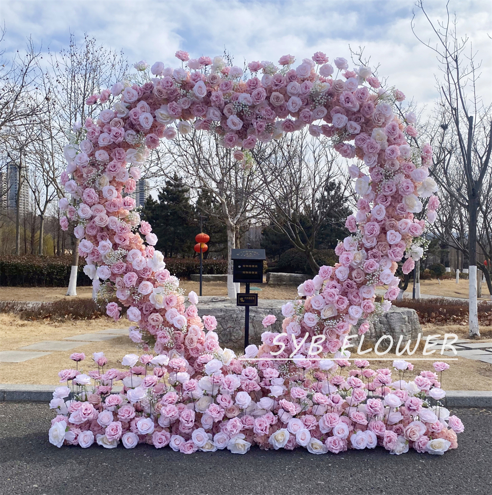 AC-065 Wholesale Customized Wedding Arch Silk Artificial Flower Gate Flower Arch Backdrop For Wedding Decoration With Free Shipping