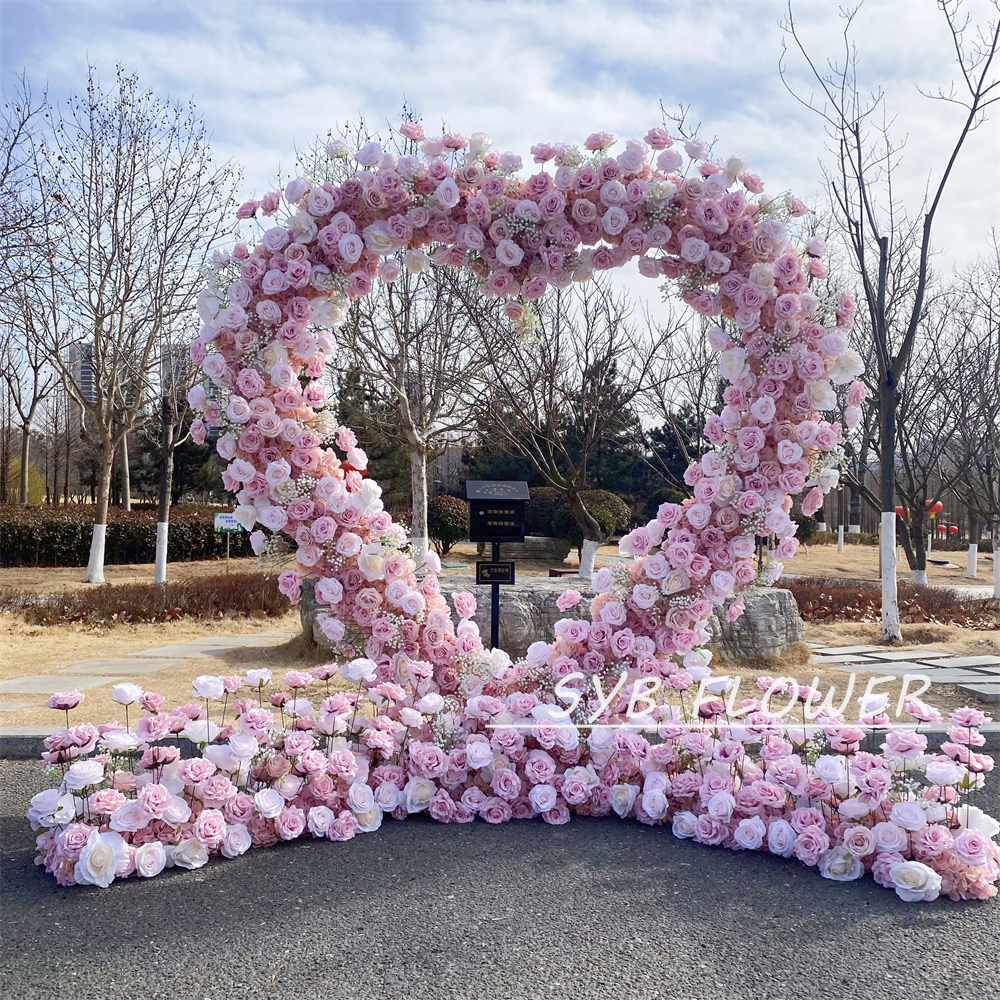 AC-065 Wholesale Customized Wedding Arch Silk Artificial Flower Gate Flower Arch Backdrop For Wedding Decoration With Free Shipping