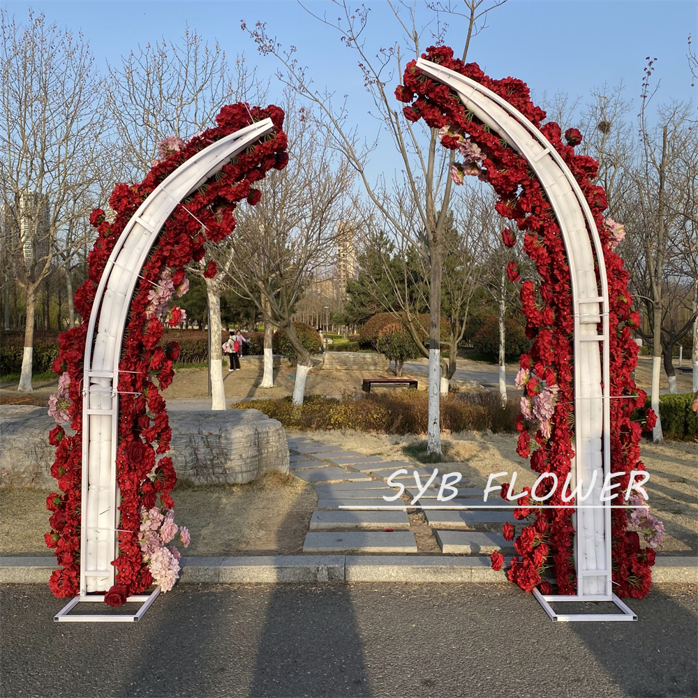 AC-072 Customized Wedding Arch Silk Artificial Flowers Gate Flowers Wedding Arch Backdrop For Wedding Entrance Decoration