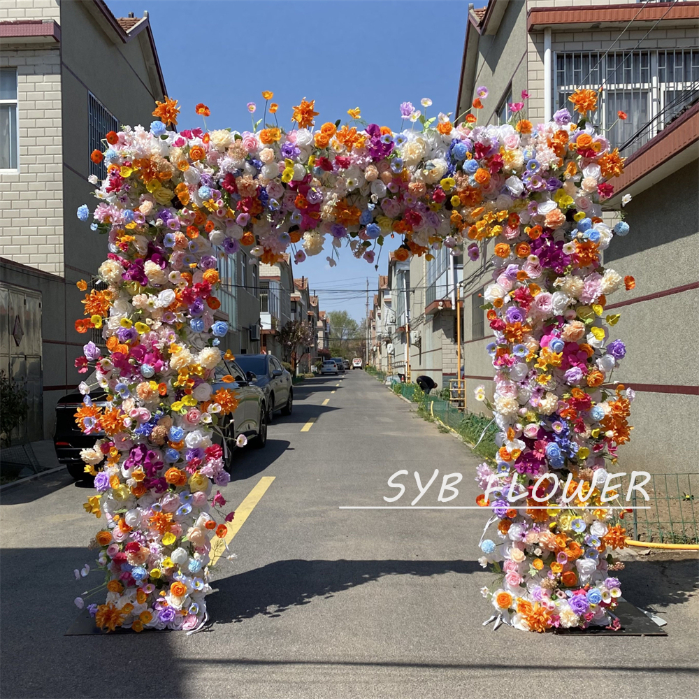 AC-070 Customized Wedding Arch Silk Artificial Flowers Gate Flowers Wedding Arch Backdrop For Wedding Entrance Decoration