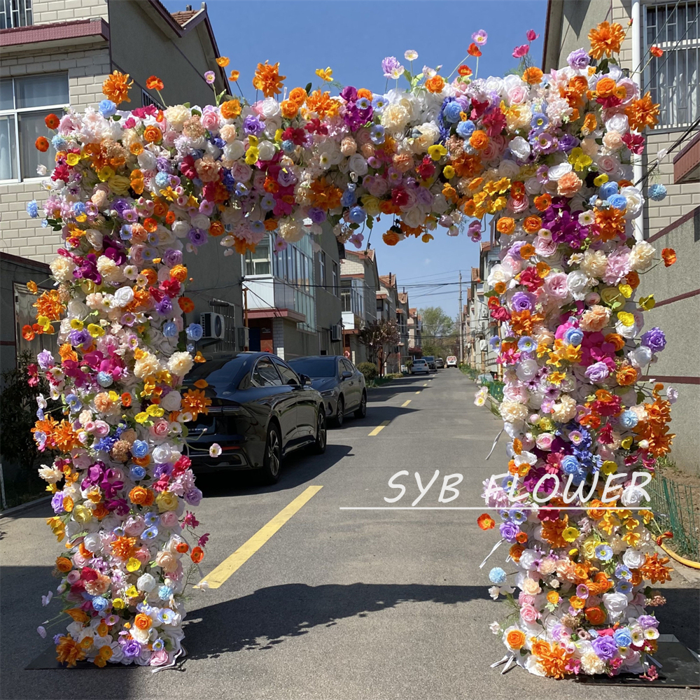 AC-070 Customized Wedding Arch Silk Artificial Flowers Gate Flowers Wedding Arch Backdrop For Wedding Entrance Decoration