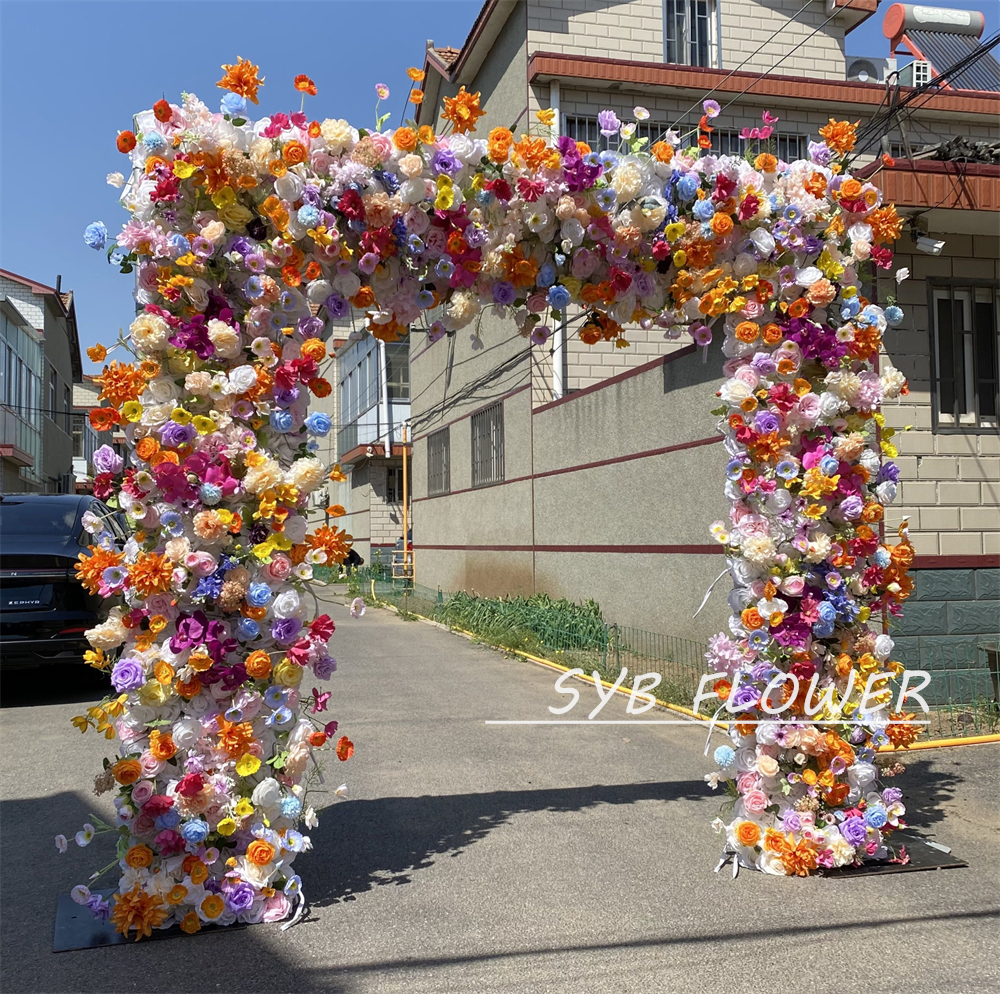 AC-070 Customized Wedding Arch Silk Artificial Flowers Gate Flowers Wedding Arch Backdrop For Wedding Entrance Decoration